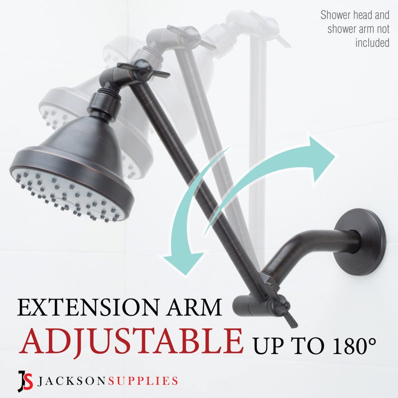 JS Jackson Supplies Shower Head Extension Arm by JS Jackson Supplies, Adjustable 10 Inch Showerhead Extender, Solid Brass Construction, Universal Tall Hi-lo Pipe Height Extending (Oil Rubbed Bronze Finish) - Image 5